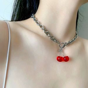 Vintage Cherry Pendant Chain Choker Necklace Retro Gothic Punk